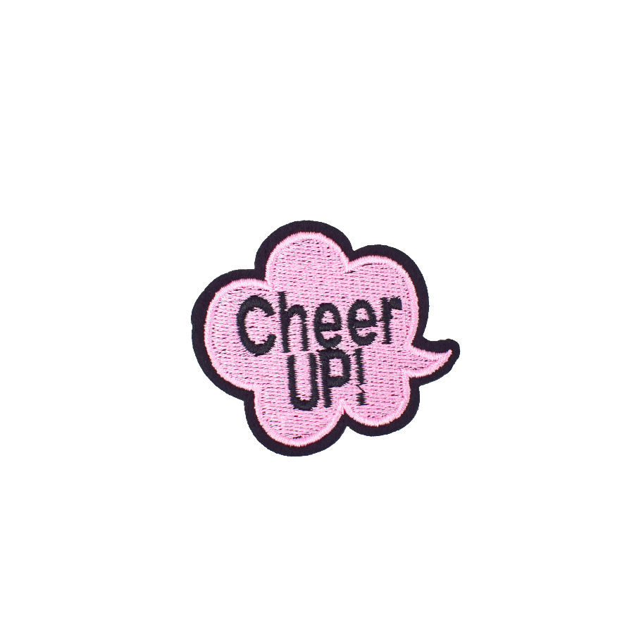 

10PCS Diy Stripe Embroidery Cheer UP Patches for Fabrics Badges Applique Stitchwork Clothing Patches for Decoration Sewing Accessories Patch, Black