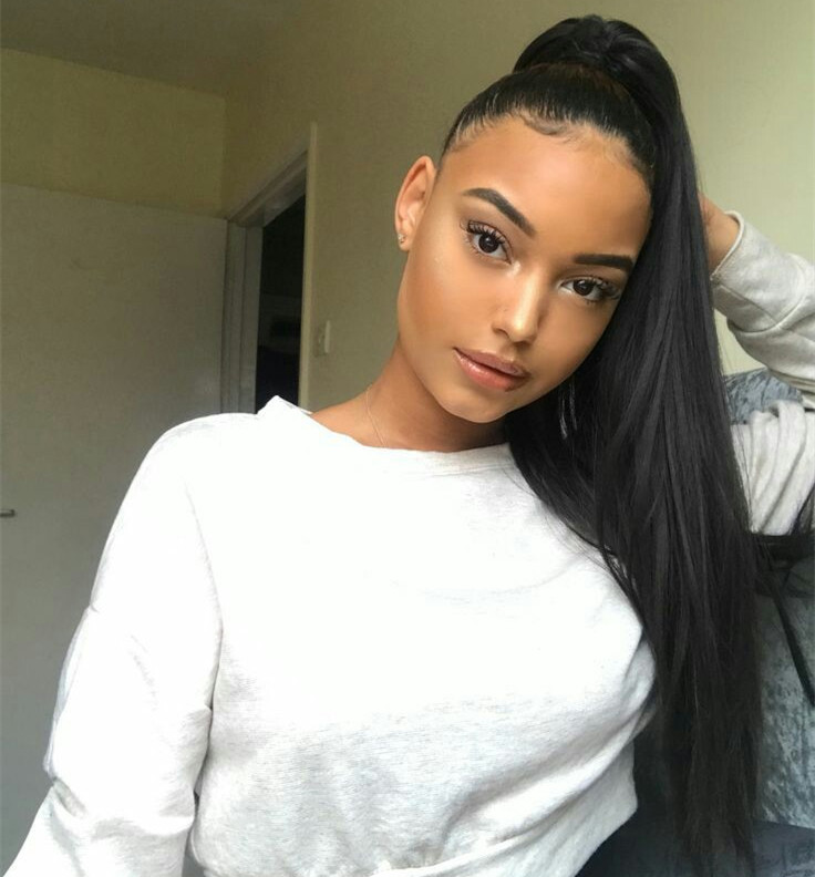 

Brazilian hair Ponytail Human Hair Ponytails Hairpieces 10- 24inch 160g Straight Indian Clip In Hair Extensions more color