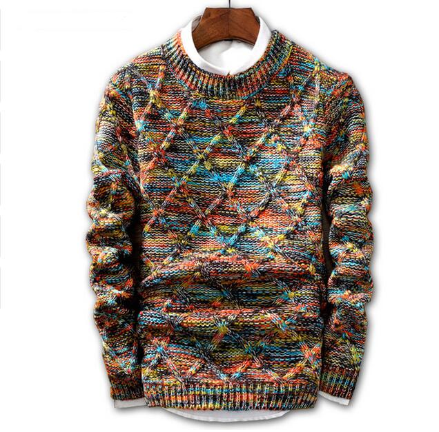 

JIN JUE LES Sweater Men 2020 fashion Pullover Sweater Male O-Neck stripe Slim Fit Knitting Mens Sweaters Man Pullover Men
