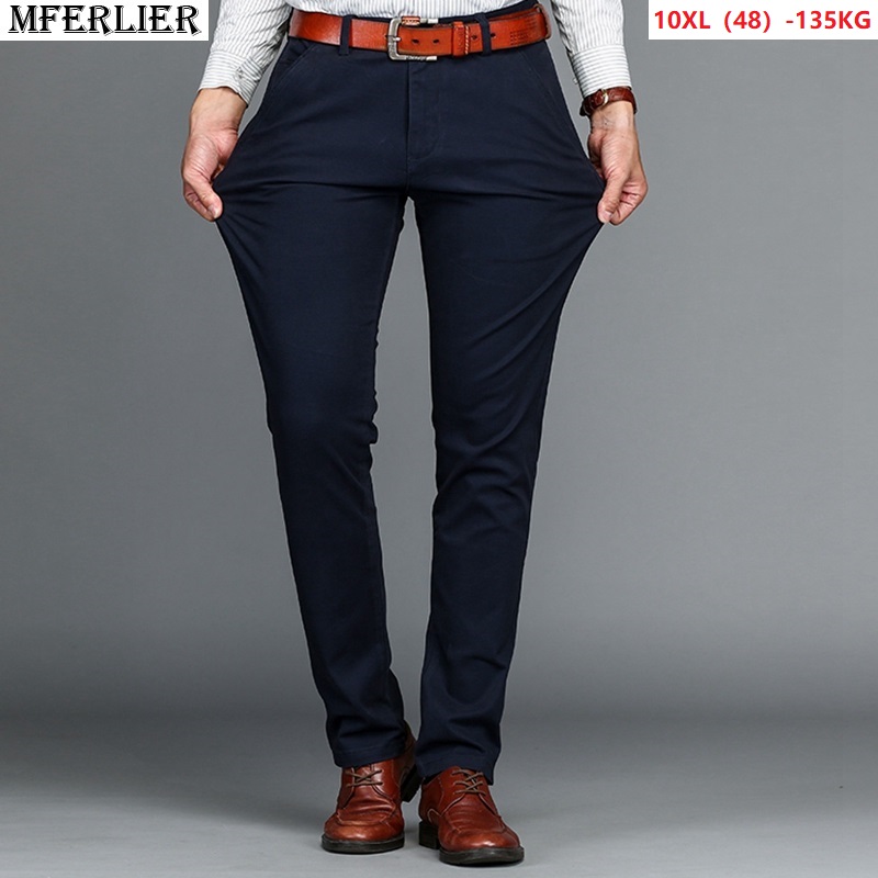 

men casual pants large size 9XL 10XL Stretch Trousers 7XL 8XL autumn new arrival Elasticity Straight pants cotton 44 48 46 khaki, Black