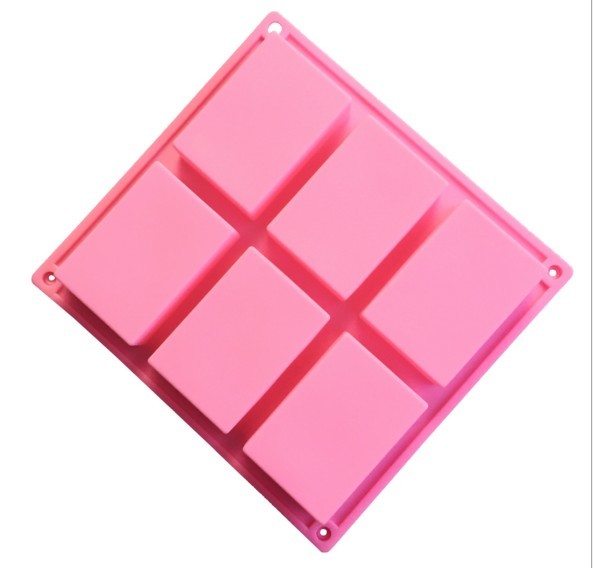 Moule 3D à 6 trous en Silicone, fait à la main, carré et rectangulaire, forme de savon, biscuits au chocolat, outils de Fondant