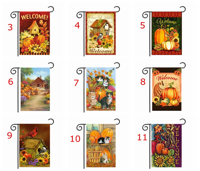 Bienvenue Automne citrouille Jardin Drapeau Décoration Bannière Double-Sided automne Blessings