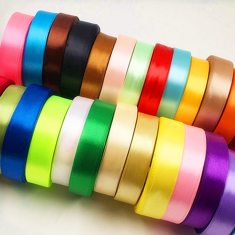 20 mm (25 mètres / a) ruban de soie de couleur pure artificielle / fête de mariage décoration de Noël ruban bricolage boîte cadeau emballage coll