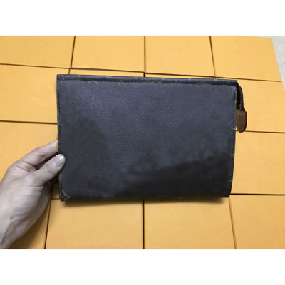 

New Travel Toiletry Pouch 26 cm Protection Makeup Clutch Women Genuine Leather Waterproof 19 cm Cosmetic Bags For Women + Dust Bag, Black
