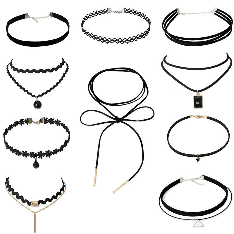 

Collar Necklace Goth Black Lace Choker Necklaces for Women Simple Style Korean Velvet Choker Fashion Jewelry