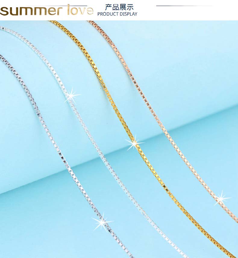 

925 sterling Silver 0.65mm 0.8mm Box Chain Necklace 16" 18" For Pendants Wholesale Jewelry Making
