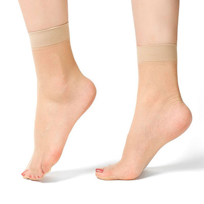 

Summer sexy ultrathin transparent crystal silk socks women high elastic black nylon socks short female 20pcs=10pairs/lot