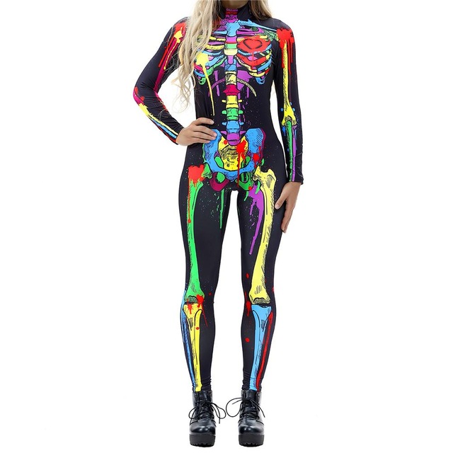 

Halloween Costumes for Women Horror Zombie Costume Female Sexy Skeleton Costume Halloween Clothes Jumpsuit Festival S-XL