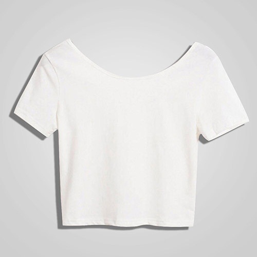 

Scoop Crop New Neck Fashion Women Tops Short Sleeve Bare Midriff Casual Blouse T-Shirt Loose Cotton T Shirt Women Top TXZ0, White