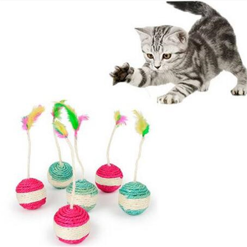 

2018 Free shipping Wholesales Pet Cat Kitten Toy Rolling Sisal Scratching Funny Play Doll Random Color 1 pc Cat Toys