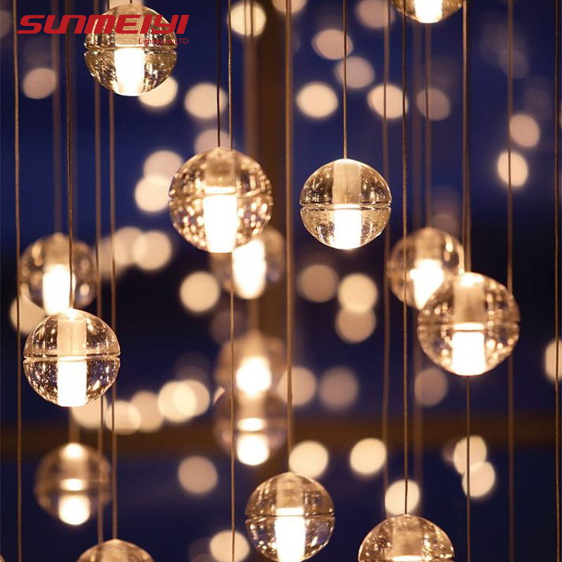 

LED Pendant Stair Lights Loft Coffee Bedroom Lighting lustres e pendentes para sala de jantar Modern Glass Pendant Lamps