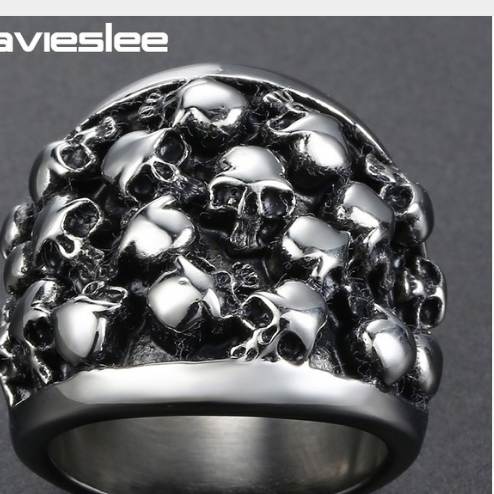 

Davieslee Men's Ring Skull Punk 316L Stainless Steel Ring Party Jewelry for Men DLHR31