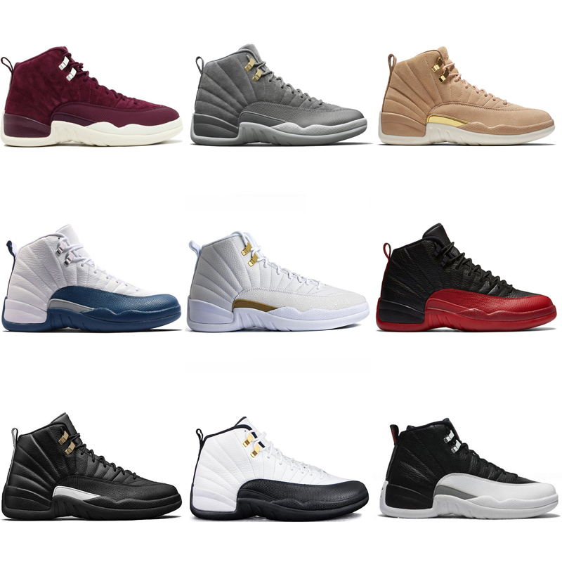 Cheap New 12 mens basketball shoes Wheat Dark Grey Bordeaux Flu Game The Master Taxi Playoffs French Blue Barons Athletic Sports sneakers