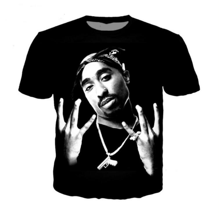 

Wholesale-Newest Fashion Mens/Womens Summer Style Tupac 2pac Rapper Funny 3D Print Casual T-Shirt DX052, Multicolor