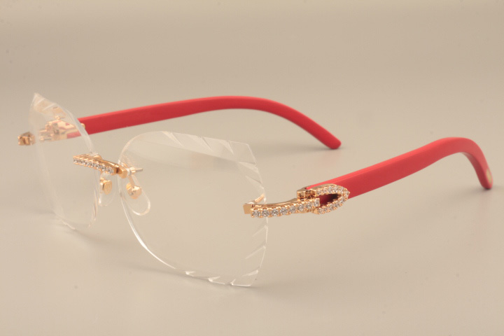 

locs Sunglasses fashion high-end engraving lens frames 8300817 gold luxury diamond series wooden temple glasses frame 58--135mm XK4L