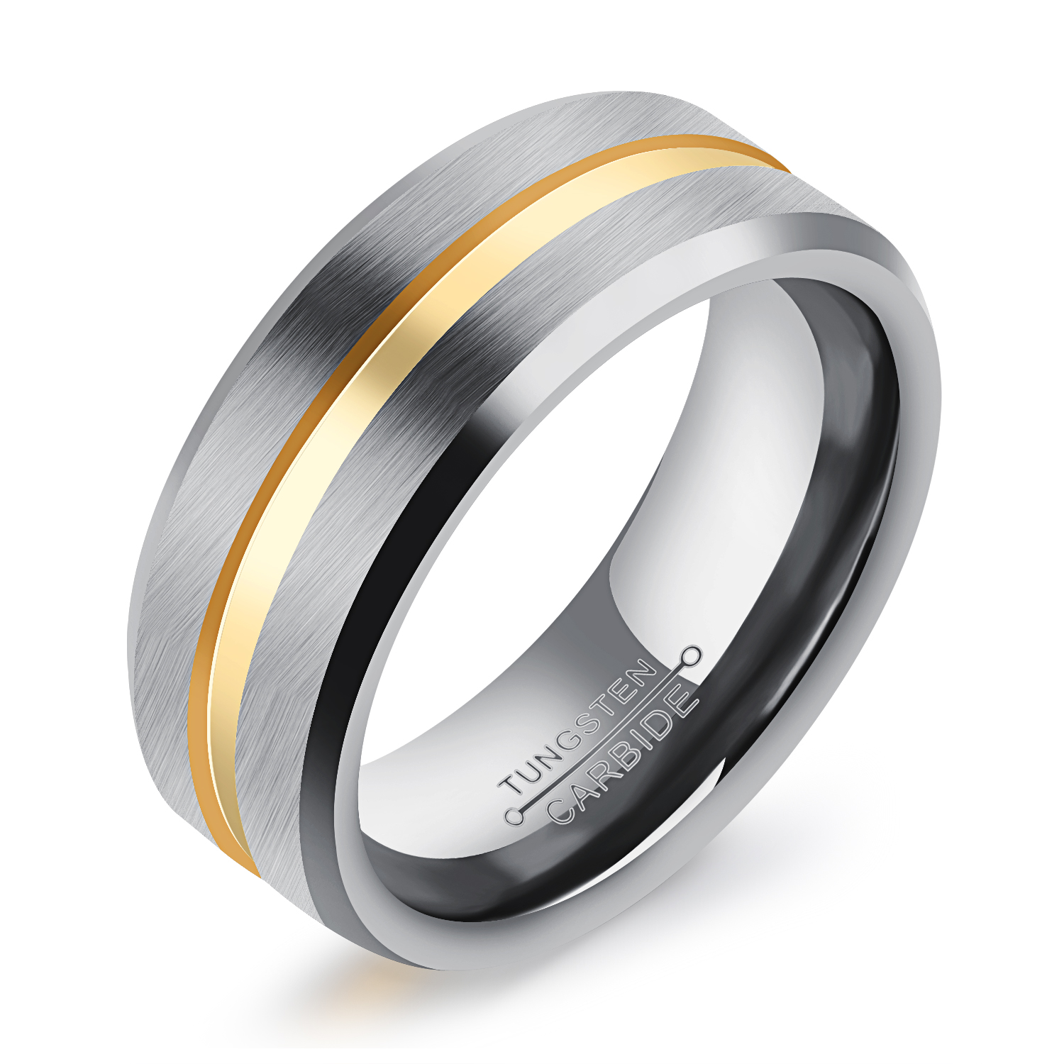 

Hot Selling 8mm Silver Gold Tungsten Steel Wedding Band Engagement Rings for Him Comfort Fit Brushed Ring for Boyfriend Anniversary Gifts