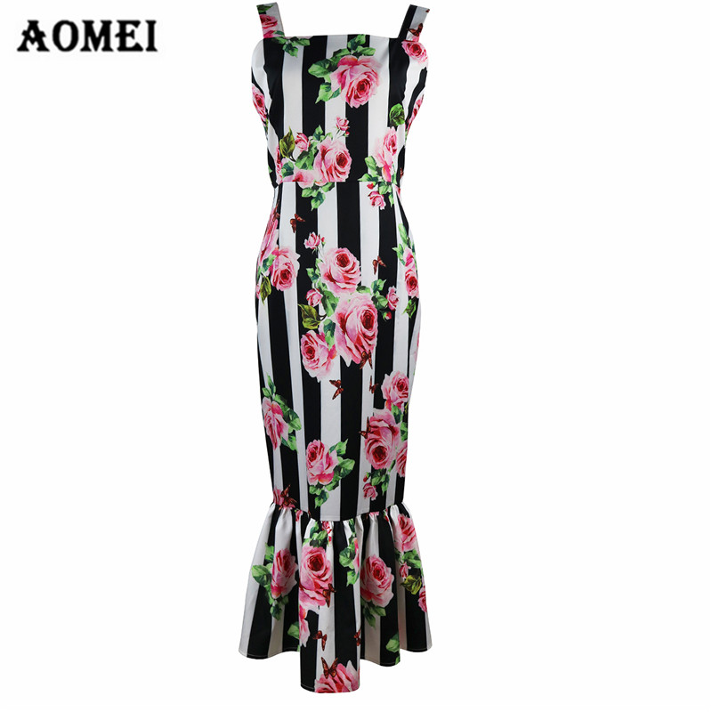 

Women Dress printed Summer Fashion Ruffles Floral Dresses Spaghetti Strap 2018 Slimming Bodycon Casual Robes Mid-Calf Clothing, White