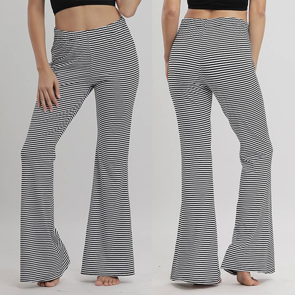 

Women' Summer Stripe Yoga Pants Dancing Flared Trousers Premium Pleated High Waist Wide Leg Palazzo Pants, Gray