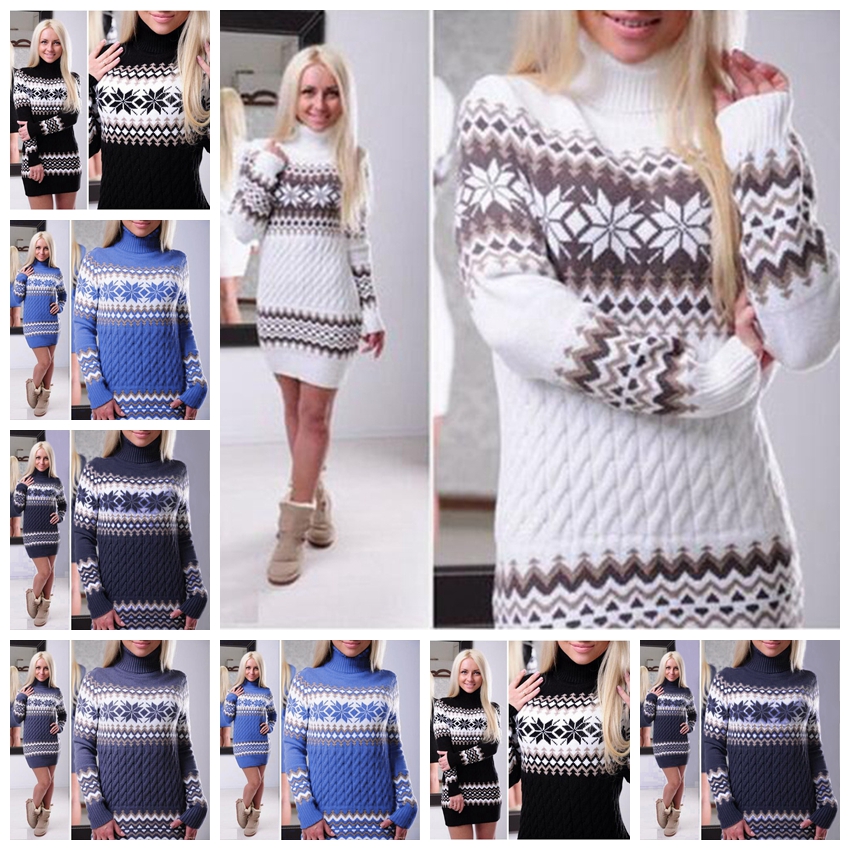 2019 automne hiver nouveaux produits européens nouveau pull-over à col roulé flocon de neige à long pull de Noël, support lots mixtes