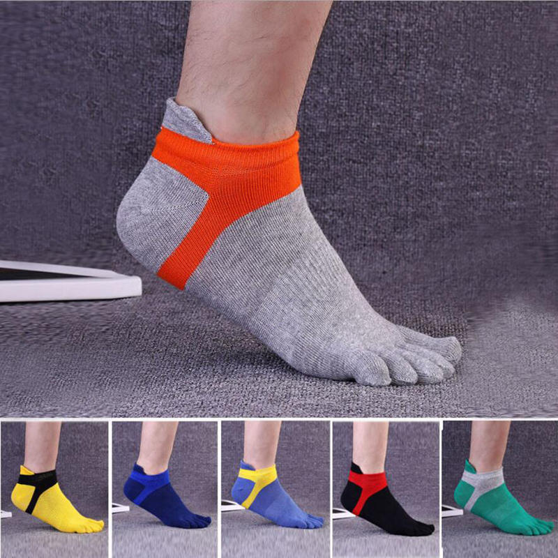 

Summer men's 6 colors cotton five finger socks cotton toe socks antibacterial deodorant socks for sale, Multi