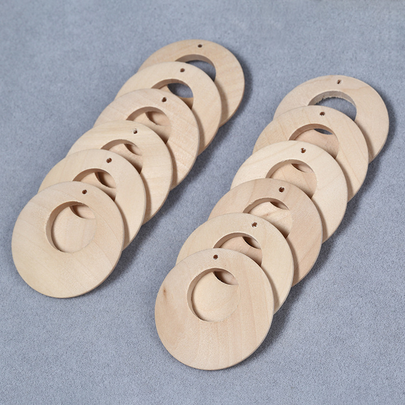 100pcs/lot 40mm Natural Wood Ring Beads Round DIY Earring Jewelry Findings Kids Toys Spacer Wooden Pendant Beads Jewelry Accessories-image-426196938