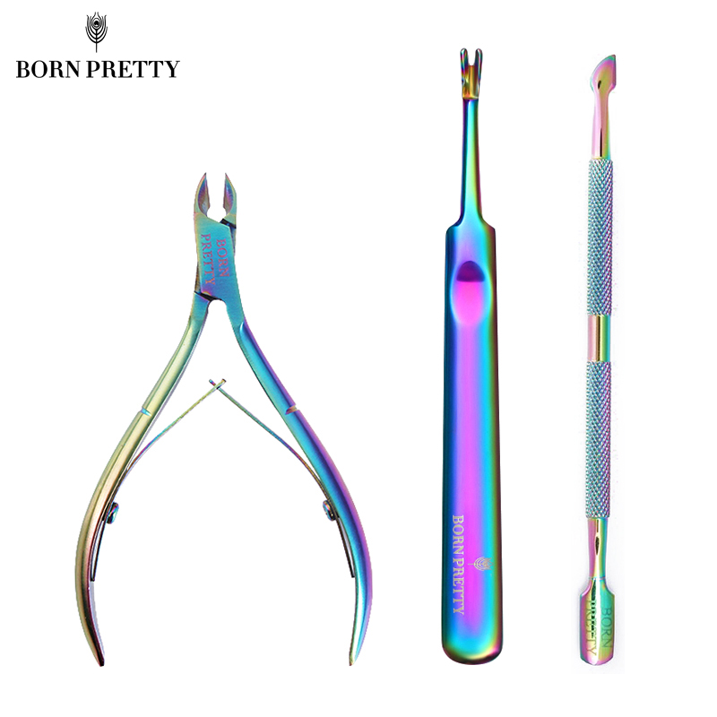 

BORN PRETTY Nail Cuticle Remover Tools Set Rainbow Silver Dead Skin Cutter Pusher Fork Manicure Nail Art Pedicure Tool Kit, Silver set
