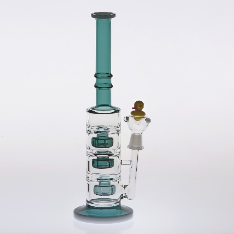 

Lovely Duck Glass Bowl 14.4mm Hunter Glass Bongs Beaker Two Function Glass Pipes Three Tyre Percs Recycler Dab Rigs cheap Bongs