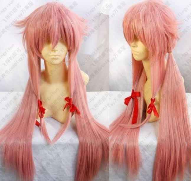 Vente chaude! Future journal Mirai Nikki Gasai Yuno Cosplay perruque couleur rose livraison gratuite nouvelle haute qualité mode photo perruque