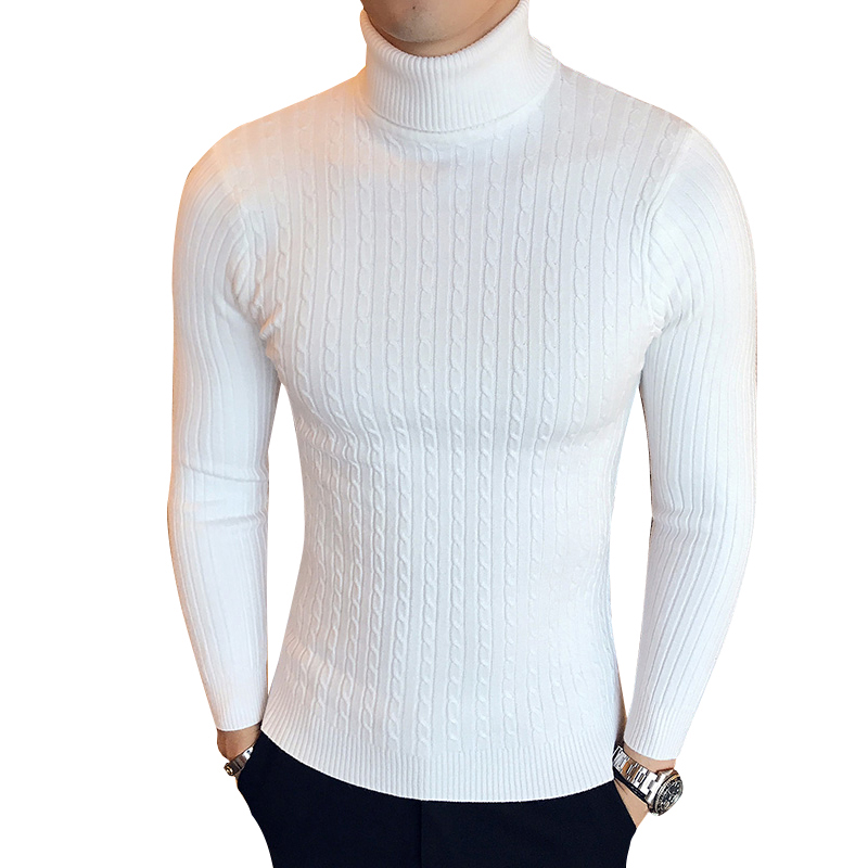 

Winter High Neck Thick Warm Sweater Men Turtleneck Brand Mens Sweaters Slim Fit Pullover Men Knitwear Male Double collar, 997 black