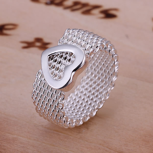 

Fine 925 Sterling Silver Ring for Women Men,New Arrival XMAS Wholesale Fashion jewelry 925 Silver Net Heart Wedding Ring Italy 6#-10# AR43
