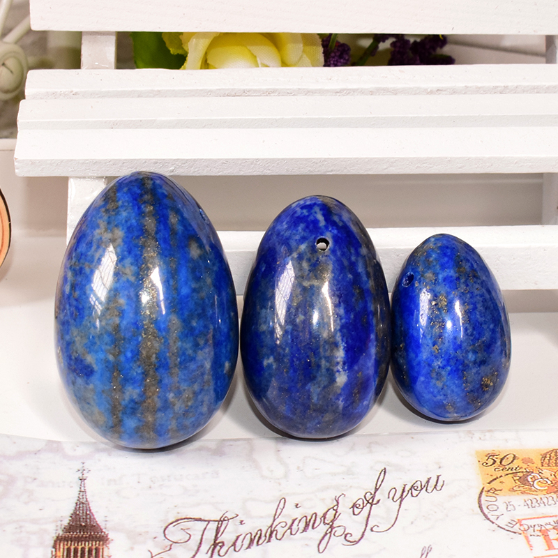 Natural Lapis lazuli Eggs Drilled Jade Eggs Wa Ball for Women Exercise Massage & Relaxation-image-410993032