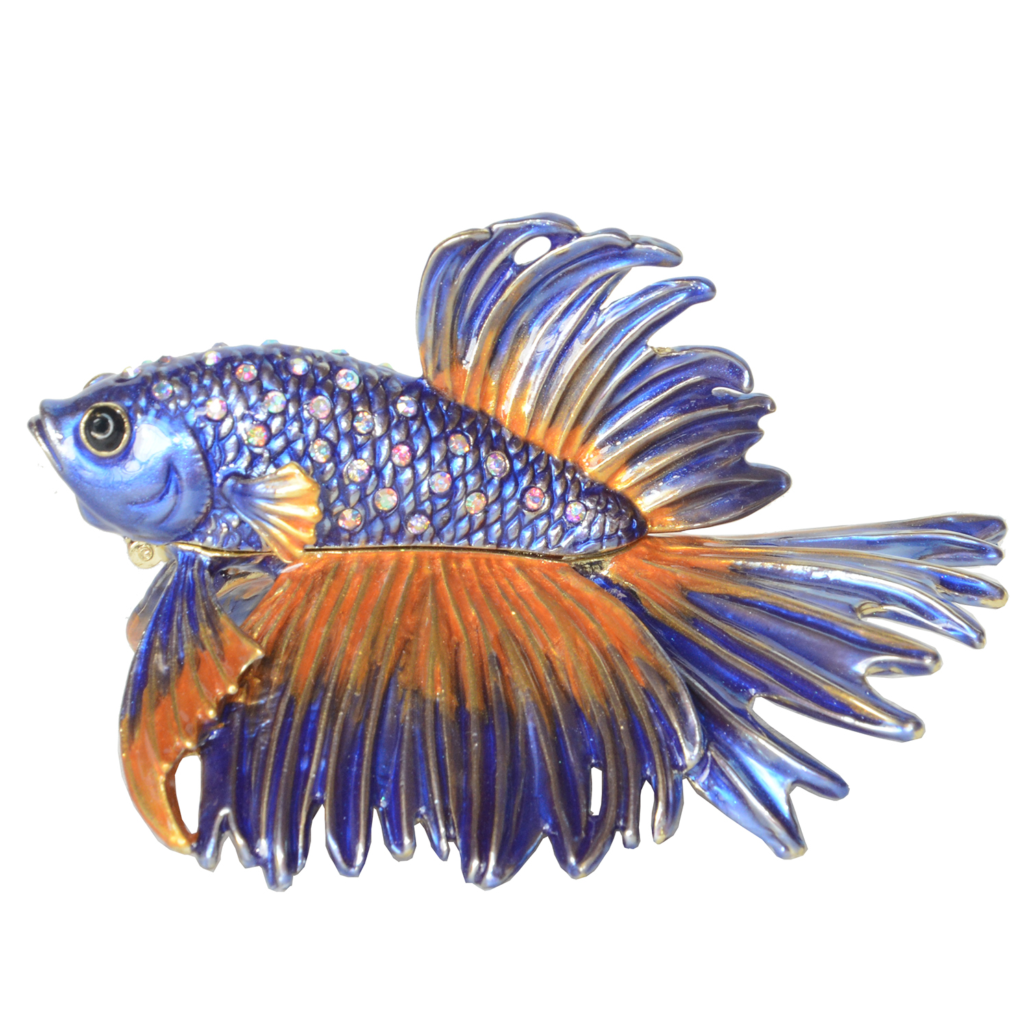 Bejeweled Crowntail Beta Fish Trinket Boxes Jewelry Container Nautical Decoration Novelty Gift-image-424103166