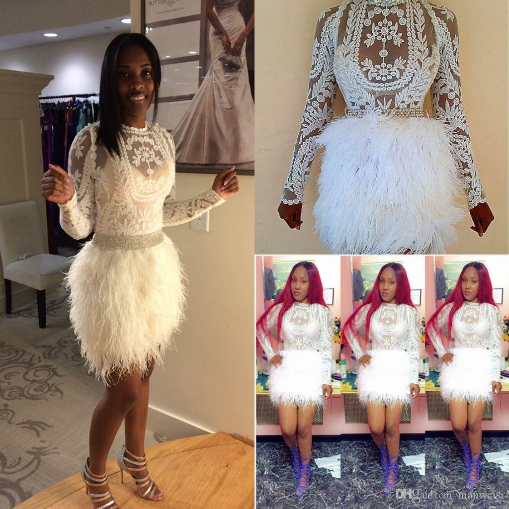 short prom dresses with feathers
