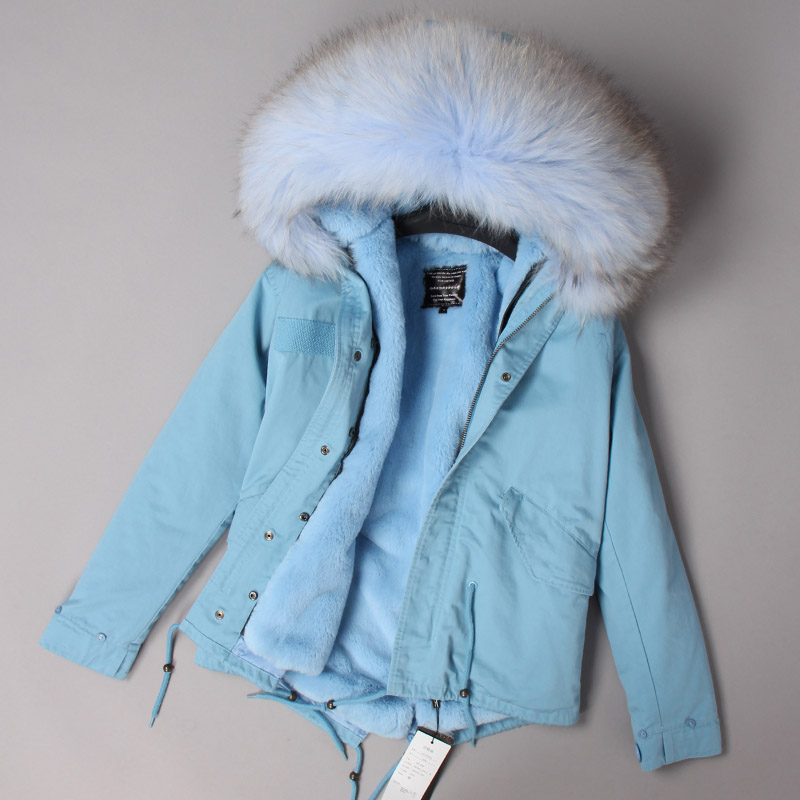 Multi-color Cotton Winter Women Coats Plus Size Real Fur Hooded Collar 2018 New Removed Solid Fur Liner Parkas Mujer Overcoat
