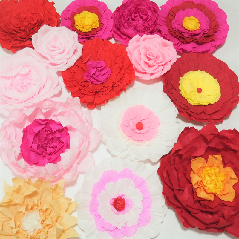 

Giant Crepe Paper Flowers 14PCS For Wedding & Event Backdrop Decoration Baby Nursery Bridal Shower Baby Shower 1M2