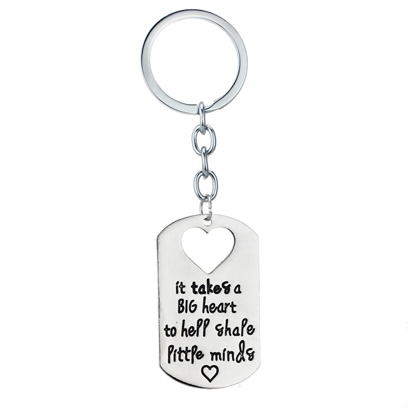 Classic Teacher Gift Heart KeyBuckle It Takes A Big Heart To Help Little Minds Square Keychain Letter Chain KeyRing Fashon 2 9rp bb-image-422454692