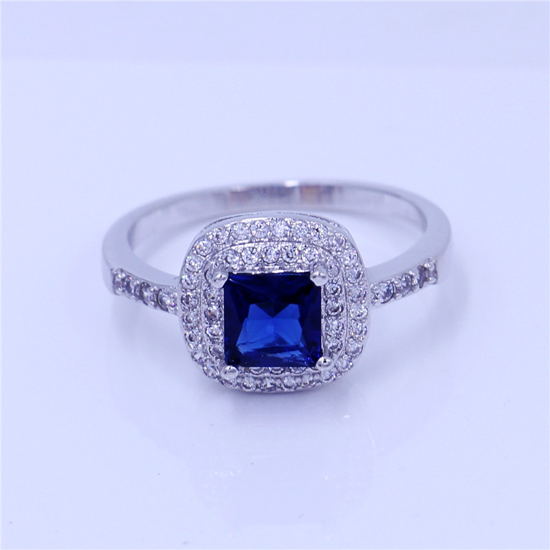 

Classic Wedding rings for women Blue 5A Zircon Cz 925 Silver Filled Female Jewelry Ring Fashion accessories