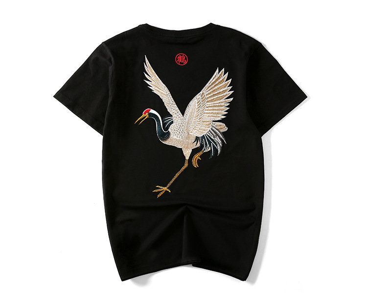 

Summer Vintage Chinese Tees Men Embroidery Fashion Clothing Tshirts Short Sleeved Tees, White