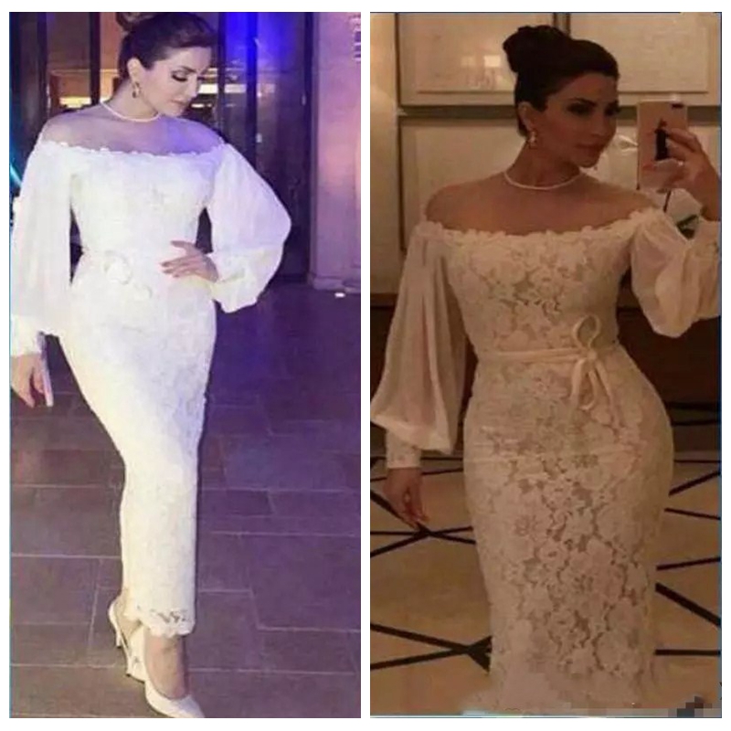 2019 Poète Manches Longues Robes De Soirée Personnalisé O-cou Dentelle Gaine Mère Robes De Fête Longueur Cheville Robe De Soirée Formelle Femmes