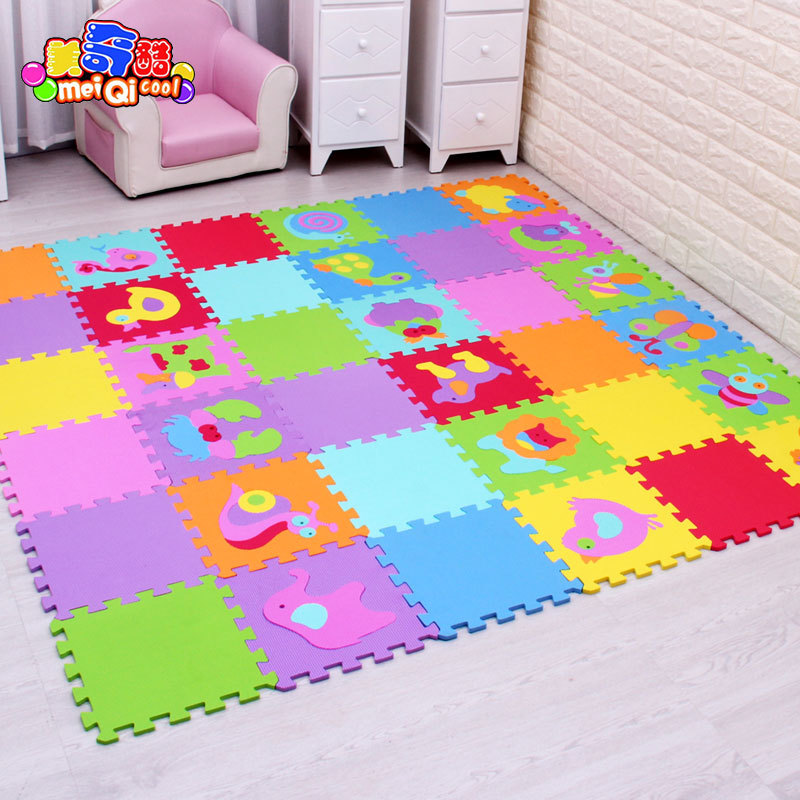 Cartoon Animal Pattern Carpet EVA Foam Floor Puzzles Baby Gym Crawling Mats Factory Price Sale Wholesale 30*30cm 9Or18 pcs/Set-image-412534334