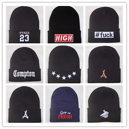 New Arrival Compton Pyrex 23 tha Alumni last kings Stars beanie hats hip hop wool winter hat smile face knitted warm caps for men women