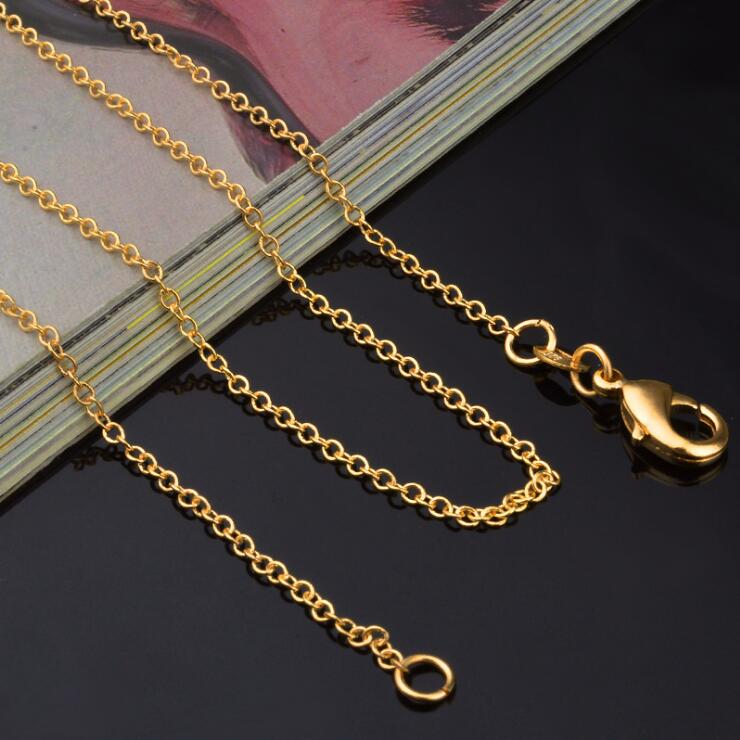 

Fashion 1MM 18K Gold Plated Necklaces Chains 925 Sterling Silver O Cross Chain Necklace Diy Jewelry Chain 18-24 Inches