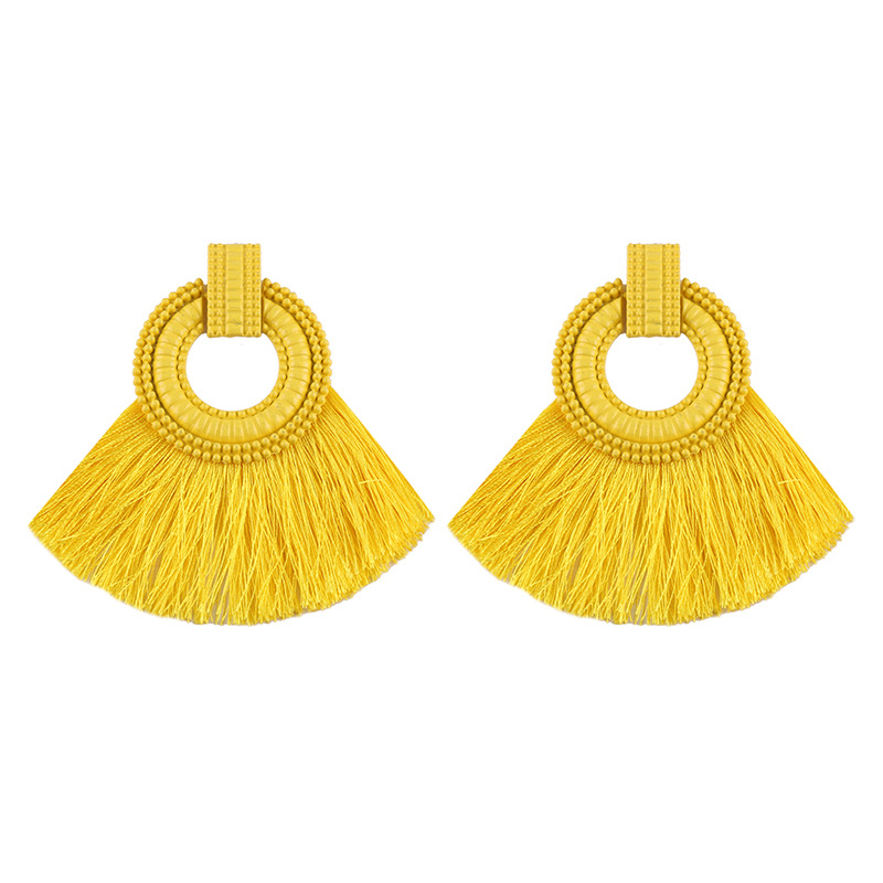 

Fashion Women Tassel Earrings 2018 Brincos Boho Statement Fringe Earings Circle Vintage Fan Shape Dangle Earring Modern Jewelry