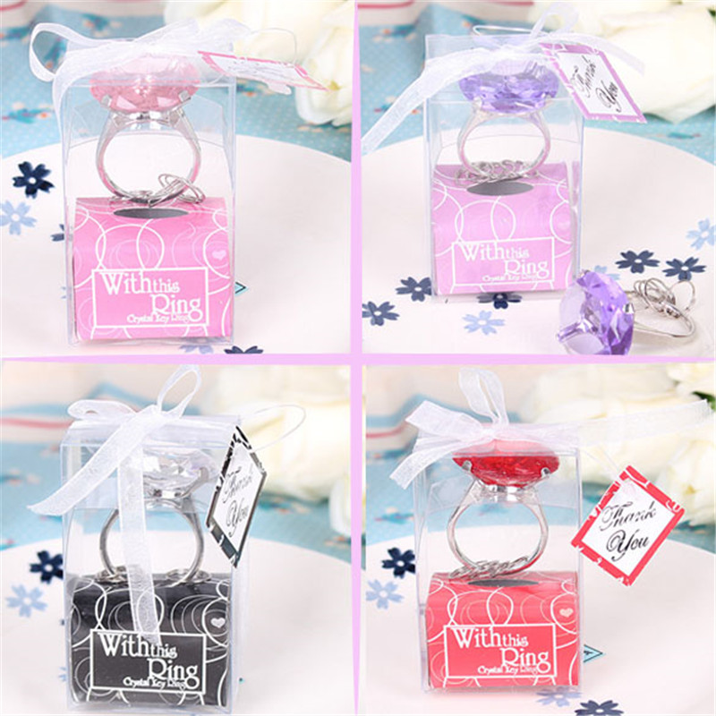 

Romantic Crystal Engagement Ring Keychain for Your Love With This Ring keyring fashion Giant Diamond Keychain