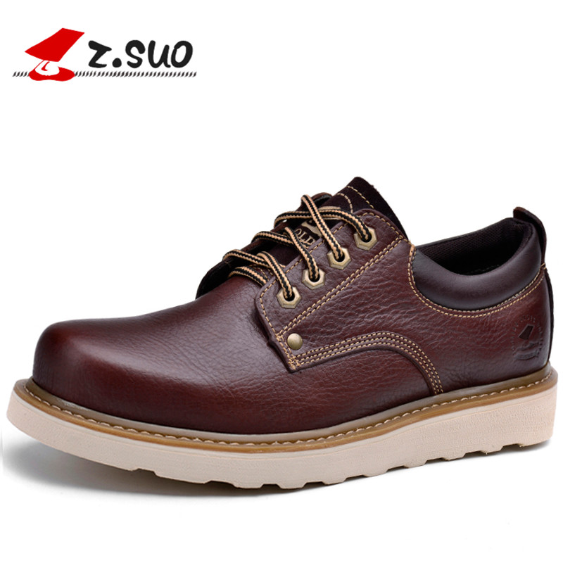 Z.Suo Hommes En Cuir Casual Chaussures Nouveau 2017 En Cuir Véritable Oxfords Chaussures Hommes De Mode Lacet Dress Outdoor Work Shoe Sapatos