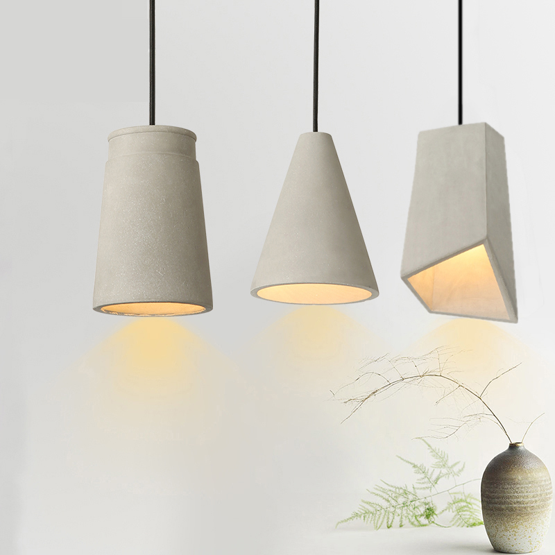 

danish design loft concrete pendant light bedroom bedside hanging lamp cement restaurant dining room lamp