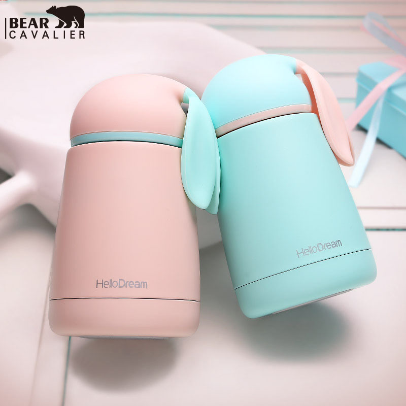 

BearCavalier Rabbit Thermo Cup Stainless Steel kid Thermos bottle For water Thermo Mug Cute Thermal vacuum flask child Tumbler