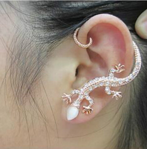 

Retro Vintage Ear Cuff Punk Earrings for Women Men Fashion Gekko Jewelry Gothic Rock Earring Party Personality Earrings Bijoux, Silver