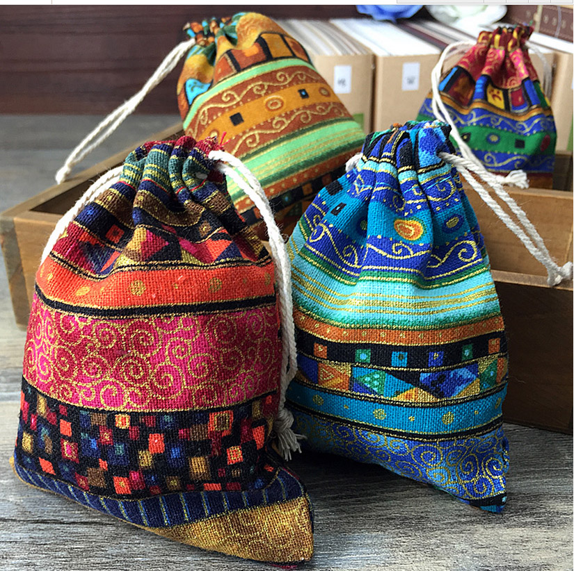 

Tibet Cotton Gift Bag 9x12cm pack of 50 Birthday Party Wedding Favor Holders Makeup Jewelry Drawstring Pouch