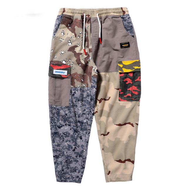 Patchwork Camo Pantalon Hommes 2018 Mode Coton Streetwear Vintage Couleur Bloc Hip Hop Planche À Roulettes Skateboard Mâle Joggers Pantalon